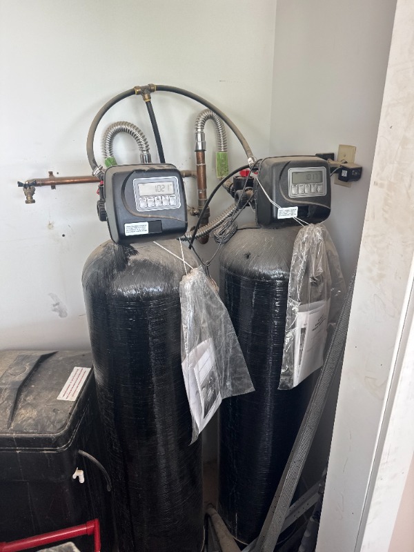 commercial dual tank water softener system installation